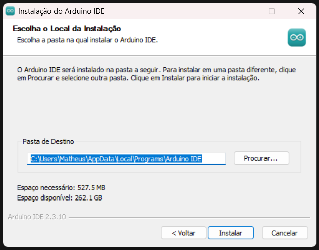Local de instalação arduino IDE