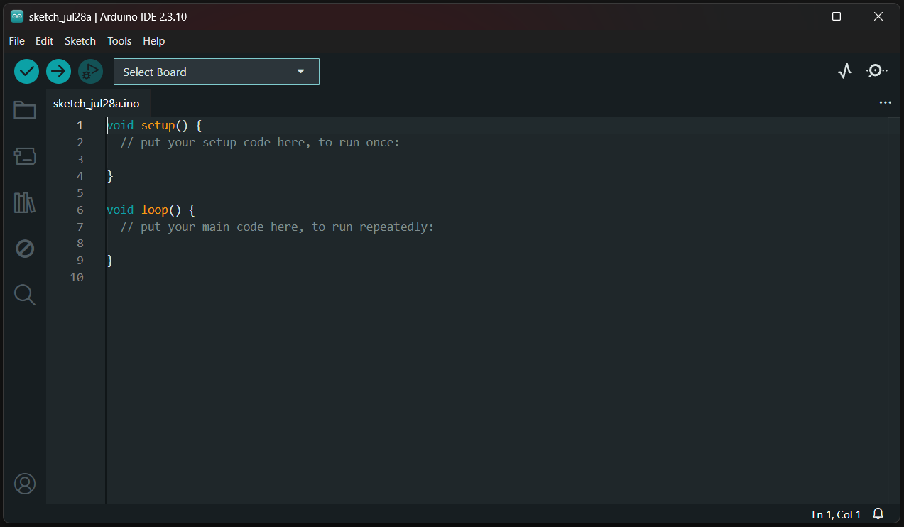 Tela inicial Arduino IDE
